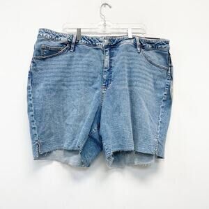 Ava & Viv‎ Women's High Waisted Frayed Hem Bermuda Jean Shorts Size 24